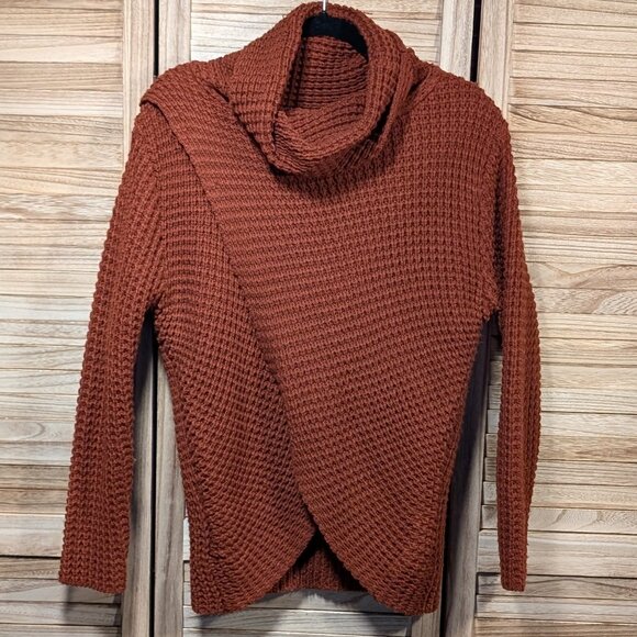 Zenana Rust Knit Cowl Neck Sweater Size Med - Picture 1 of 12